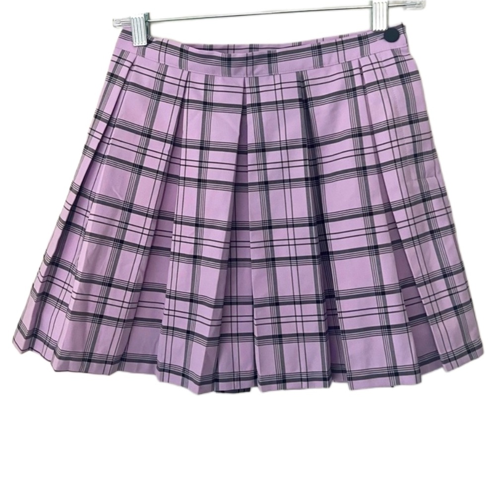 NWT Purple Plaid Pleated Mini Skirt - S